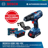 Bosch GSB 180-18V Cordless Impact Drill with 41pc. Accessories Set with Free Bosch Fisherman's Box